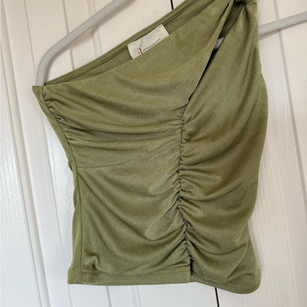Anthropologie Olive Green Ruched Camisole